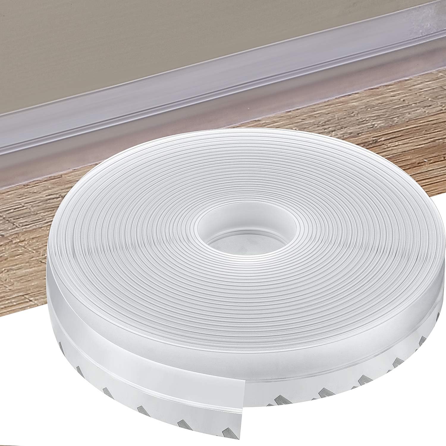 Crаzу Clеаrаnсе 20 m/ 65 ft Adhesive Seal Strip Doors Silicone Seal Bottom Silicone Strip Weather Stripping Seal Sticker for Doors Windows Gaps, Transparent