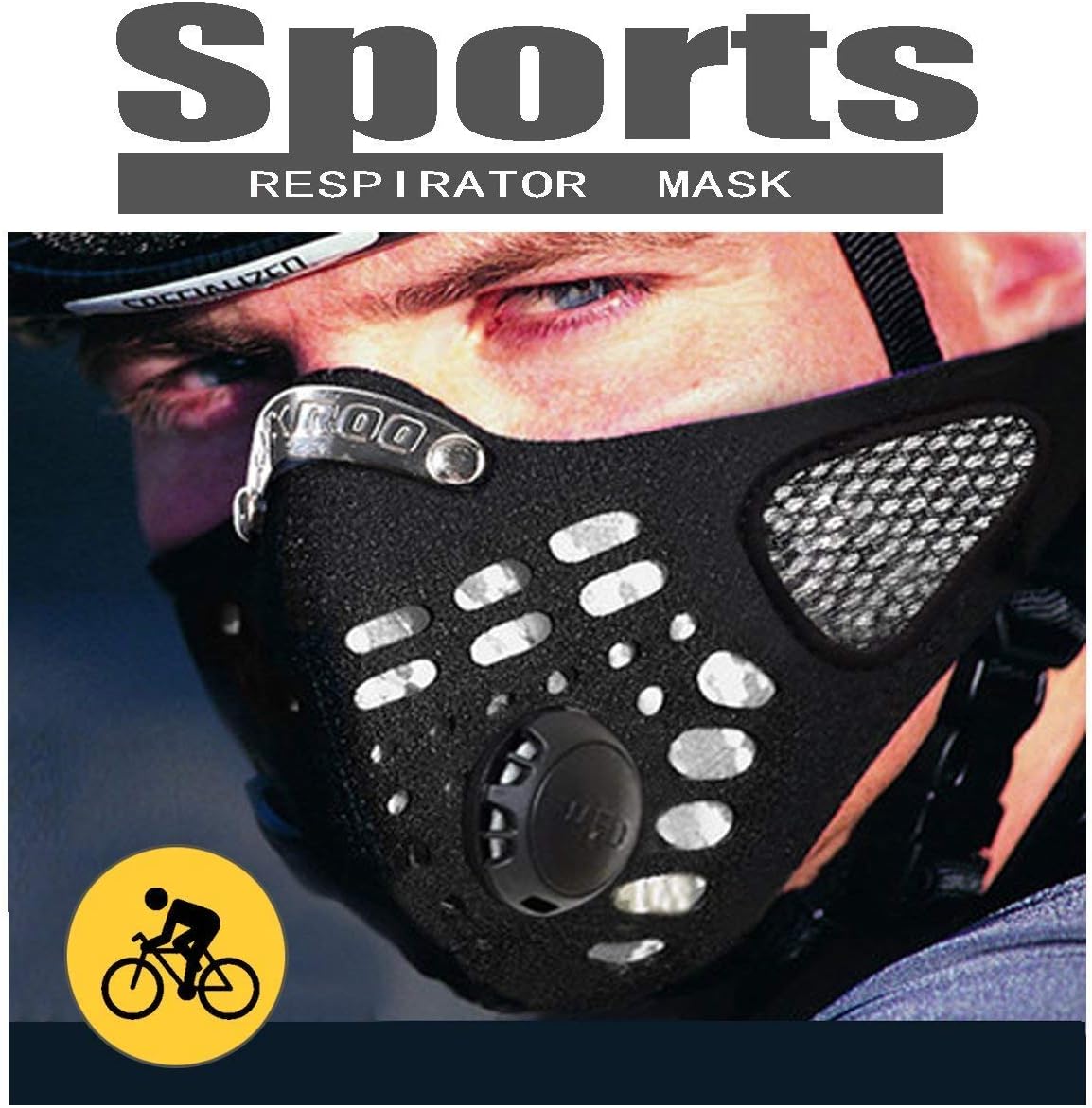Black Respirator Mask Dust proof Mask, Filtered Activated Carbon Filtration Exhaust Gas Anti Pollen Allergy PM2.5 Half Face Mask