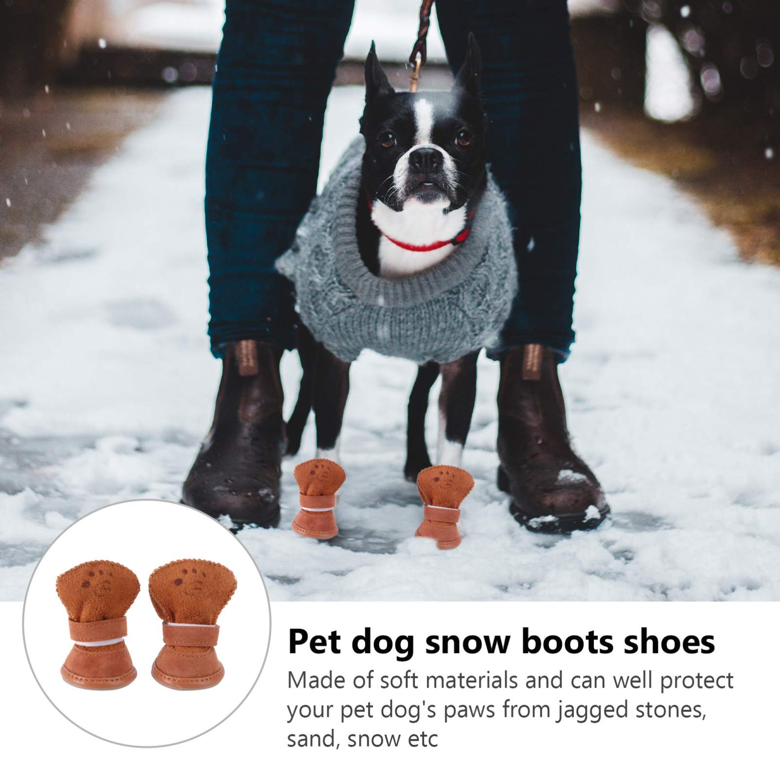 VANZACK 12pezzi Scarpe Invernali per Cani Stivaletti Pile Antiscivolo XXL per Protezione Condizioni Climatiche Avverse Colore caffè per Passeggiate e attività all Aperto