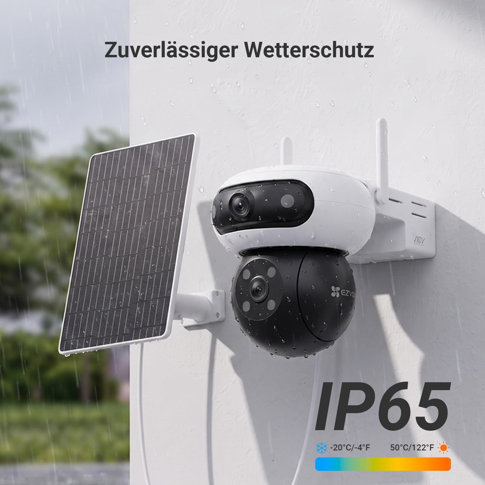 EZVIZ 3K+3K Akku Überwachungskamera Aussen mit 8W Solarpanel CB90 Dual | Dual-Objektiv, 10400mAh Batterie, Auto-Tracking, Farbnachtsicht, Personen/Fahrzeugerkennung, Zwei-Wege-Audio, Ohne Abo