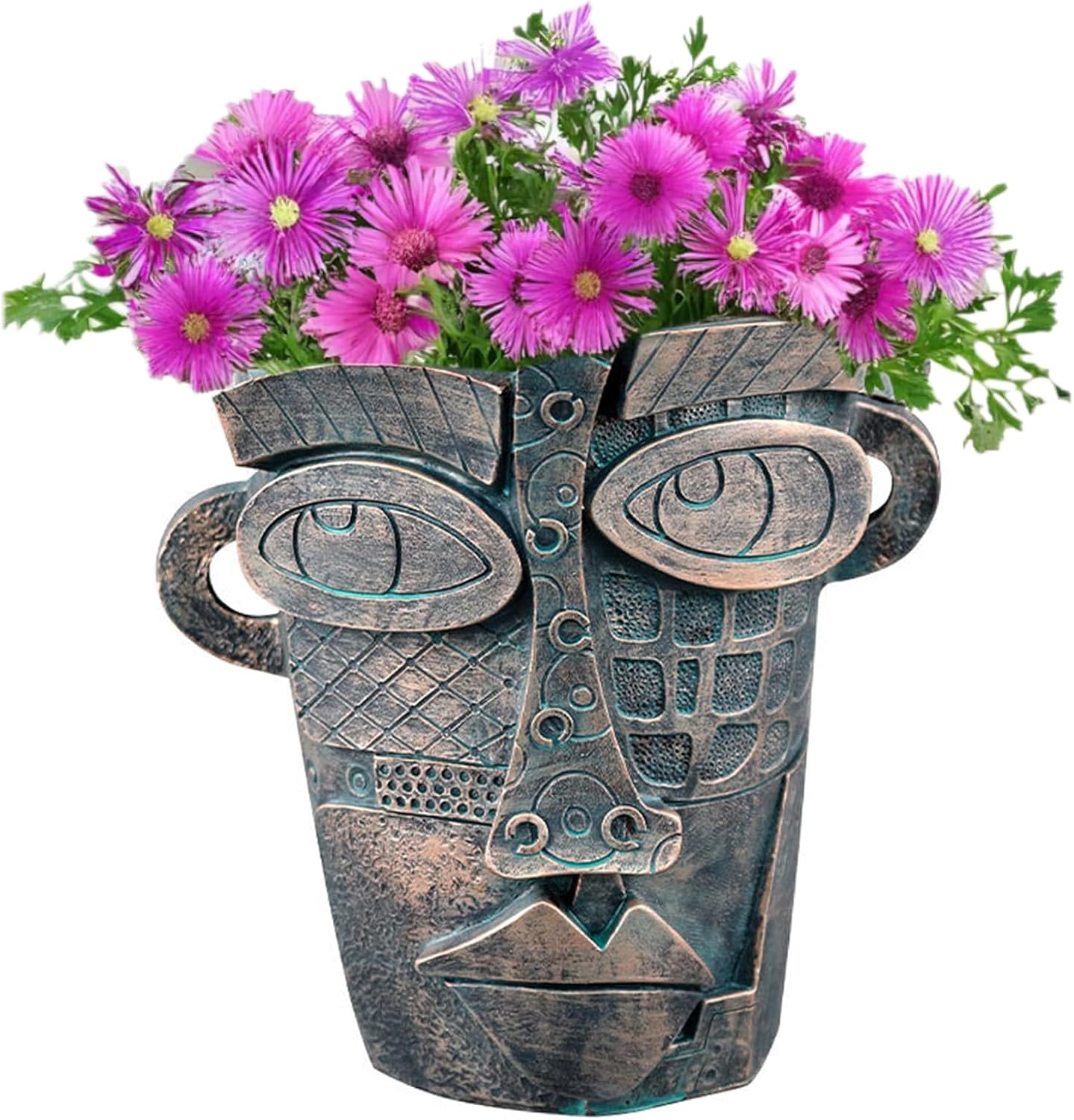 Picasso Flower Pot Colorful Face Art Abstract Resin Flower Pot Unique Face Flower Pot Head Planter for Indoor Outdoor Plants Patio Home Art Decoration (Tears)