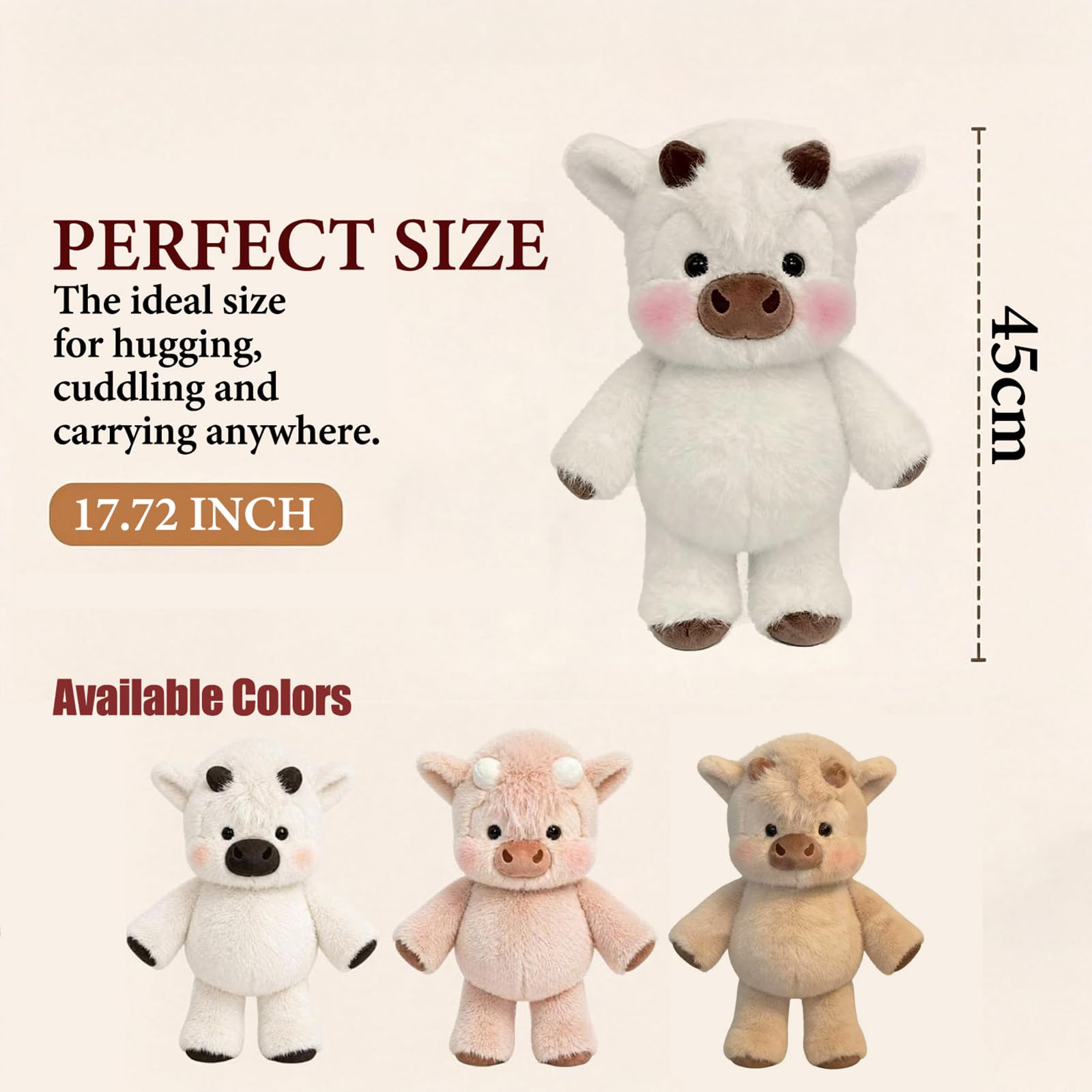 Highland Cow Peluche, realistica mucca highland peluche, morbido per adulti, decorazione fattoria, regalo per amanti degli animali (bianco)