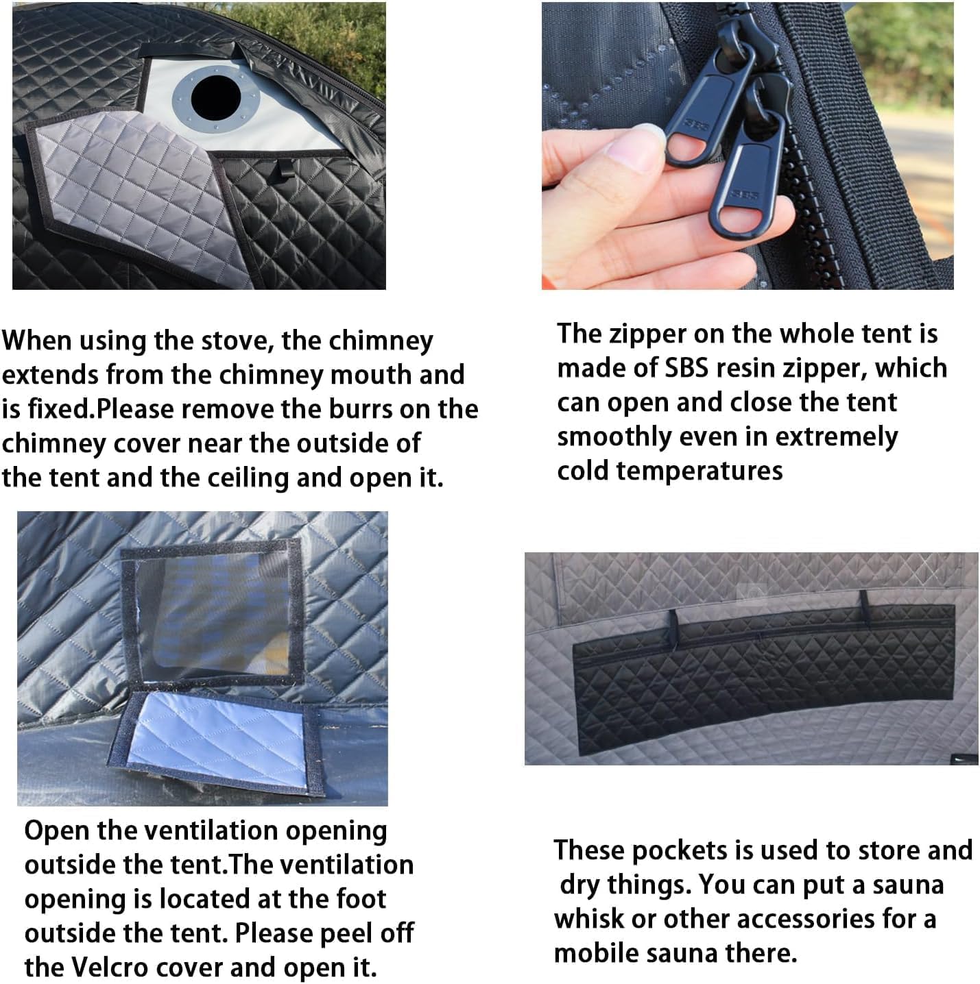 Protable Outdoor Sauna Tent and Ice Fishing Tent, Ice Fishing Shelters with 3-Layer Awning Keeps Heat in for Longer, can be Used with Any Type of Stove, with 2 Large Windows (no Stove)