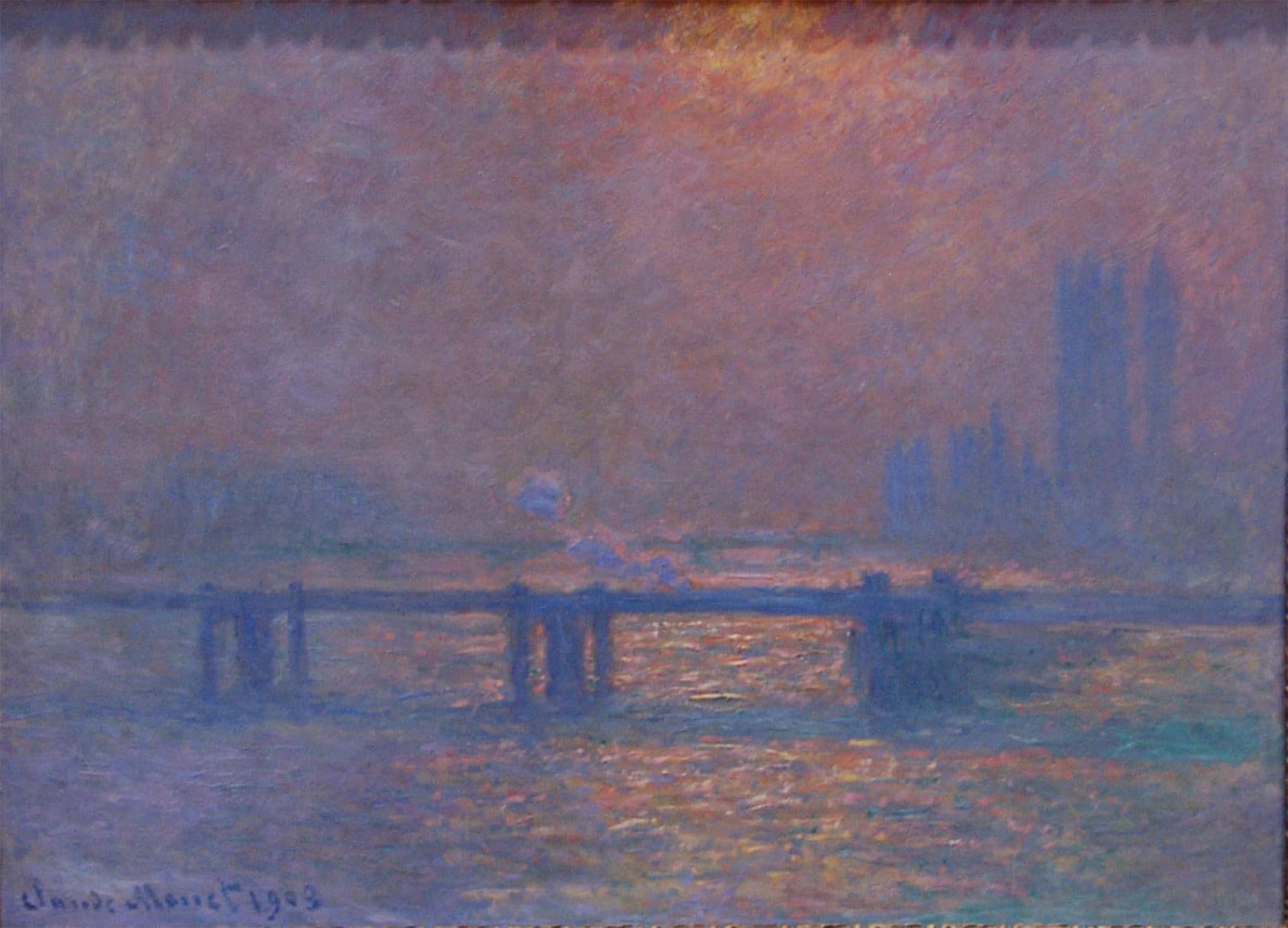 SERENDIPITP Vintage Wall Art Canvas Nordic Poster Canvas Print Picture The River Thames at Charing Cross by Claude Monet Wall Art Poster for Home Decor 60x90cm