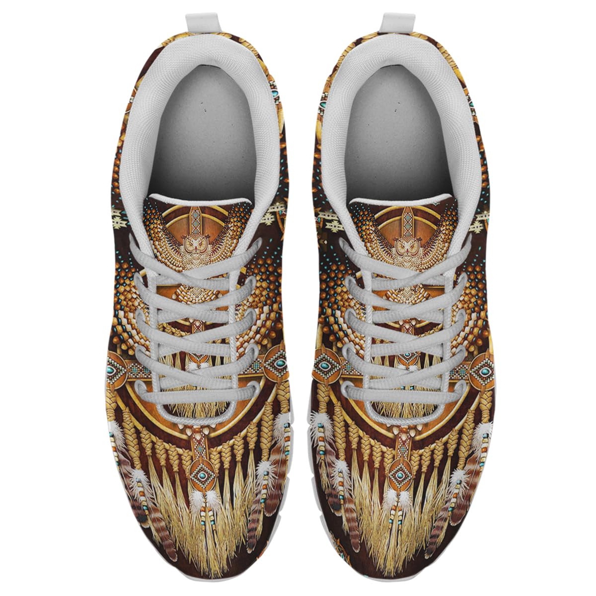 Native American Flag Great Horned Owl Mandala Shoes for Women Men Tennis Shoes 3D Print Fashion Running Sneakers