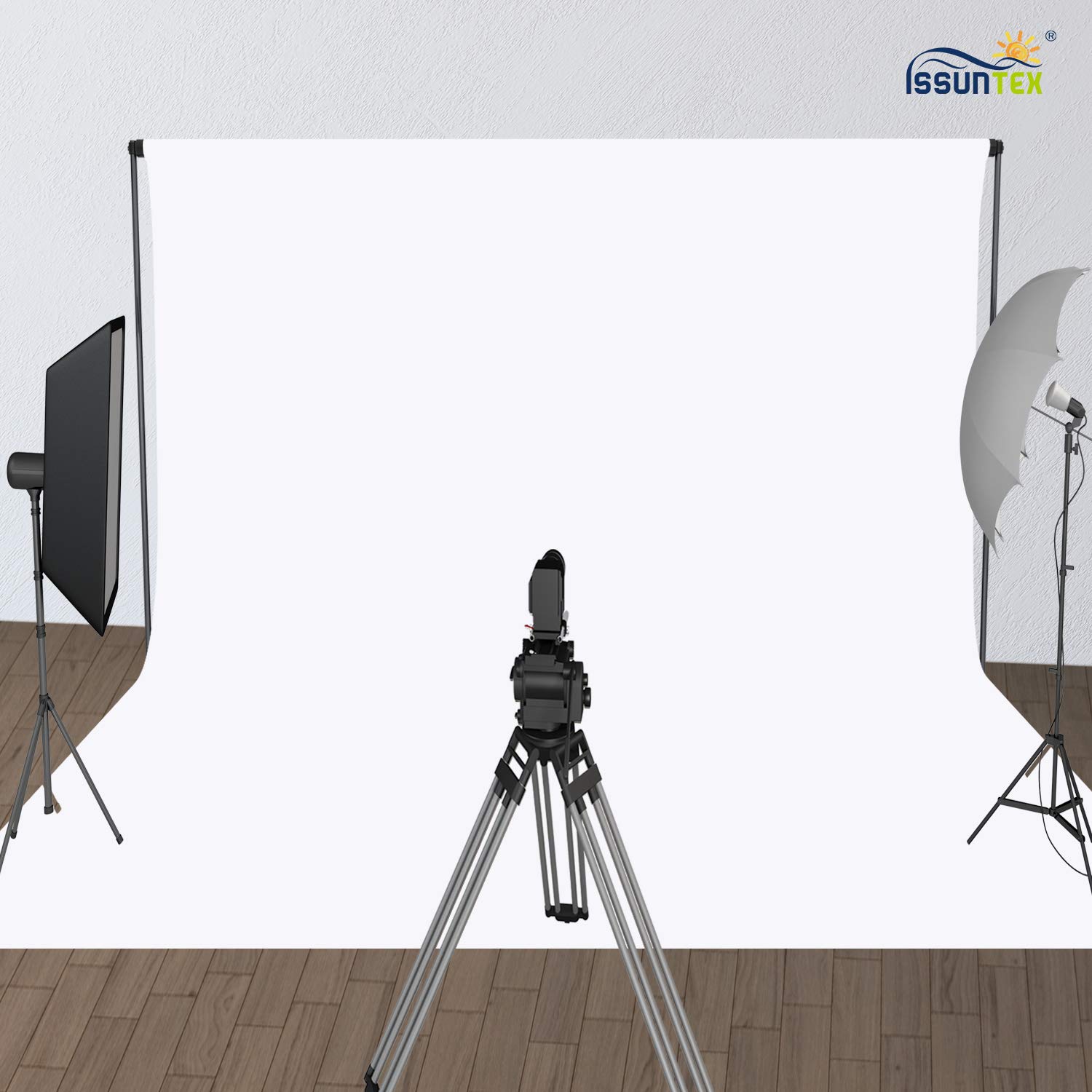 ISSUNTEX Fondo de fotos de 3 x 3 metros, para estudio fotográfico, pantalla plegable de alta densidad para fotografía de vídeo y televisión, color blanco