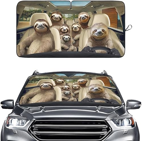 Miniatura 9 de GENANY Divertido parasol para parabrisas para sedán, SUV, camión (55 x 29 pulgadas), parasol de automóvil, bloquea los rayos UV, accesorios