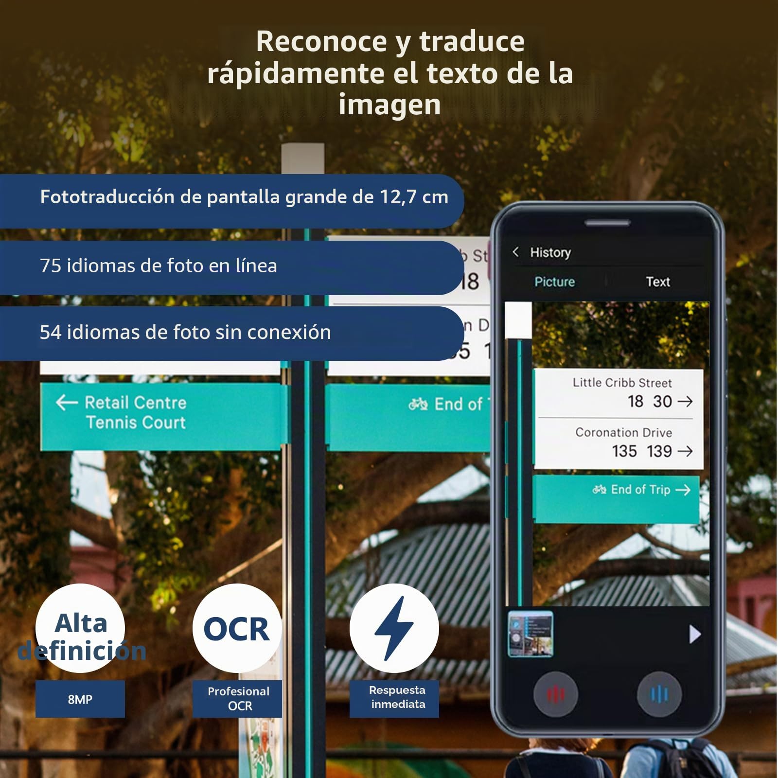 Dispositivo traductor de idiomas de IA, 139 idiomas en línea y fuera de línea, 98% de precisión, traducción instantánea de fotos de texto de voz de 0,2 s, traductor instantáneo portátil de 5