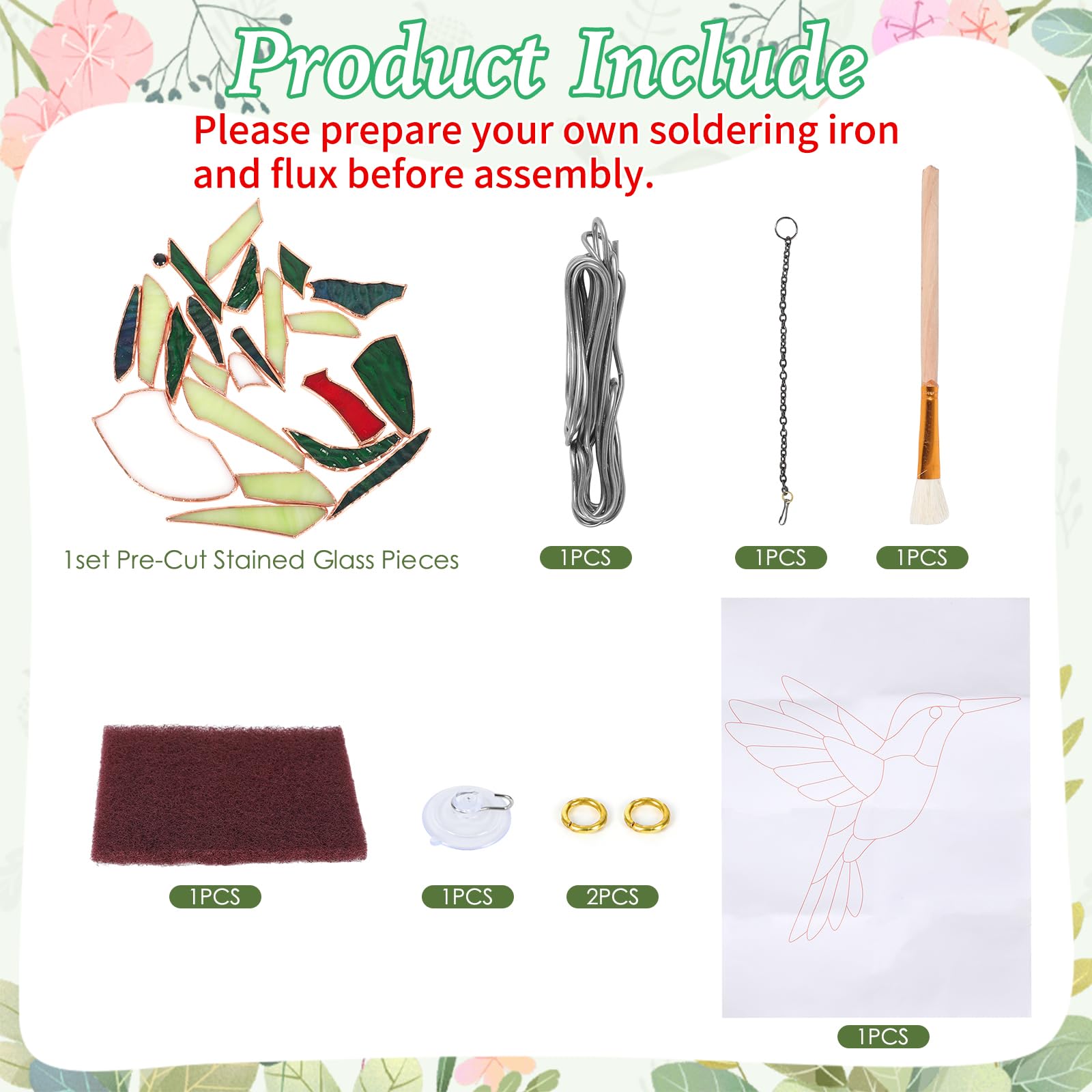 Kit DIY de vitrail, pièces en verre avec feuille de cuivre, pour décoration