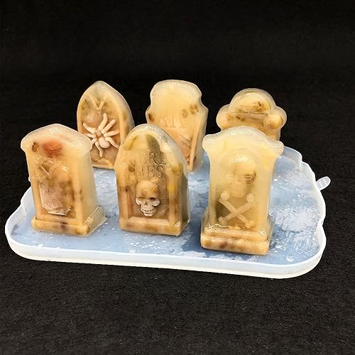 Miniatura 5 de Molde de silicona 3D para Halloween, ataúd con calaveras, araña, RIP, molde de silicona para chocolate, caramelos, cubitos de hielo, gelatina, mini
