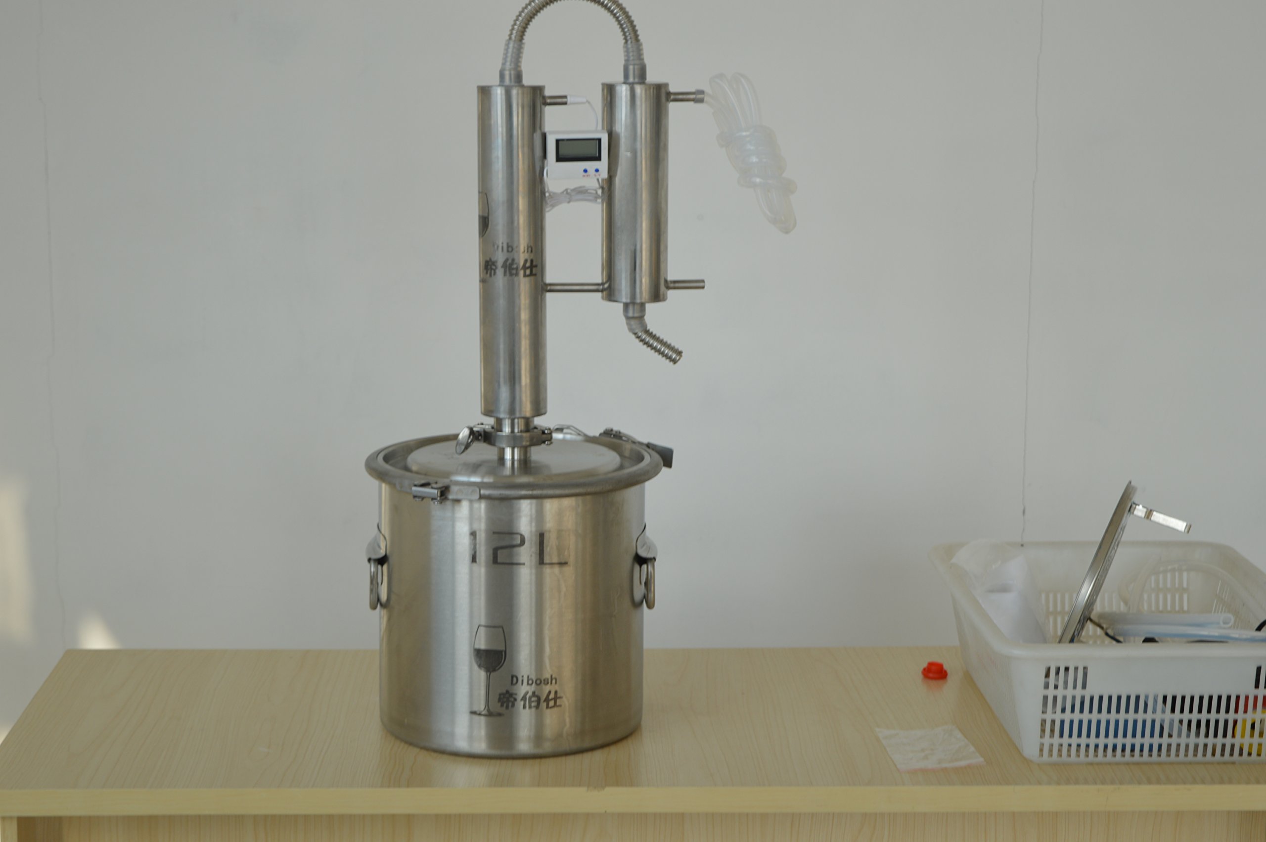 12 ~ 35 L hogar bricolaje Destilador Moonshine todavía inoxidable rosa aceite de agua Destilación Brew Kits Digital termómetro (12L, 304 inoxidable)