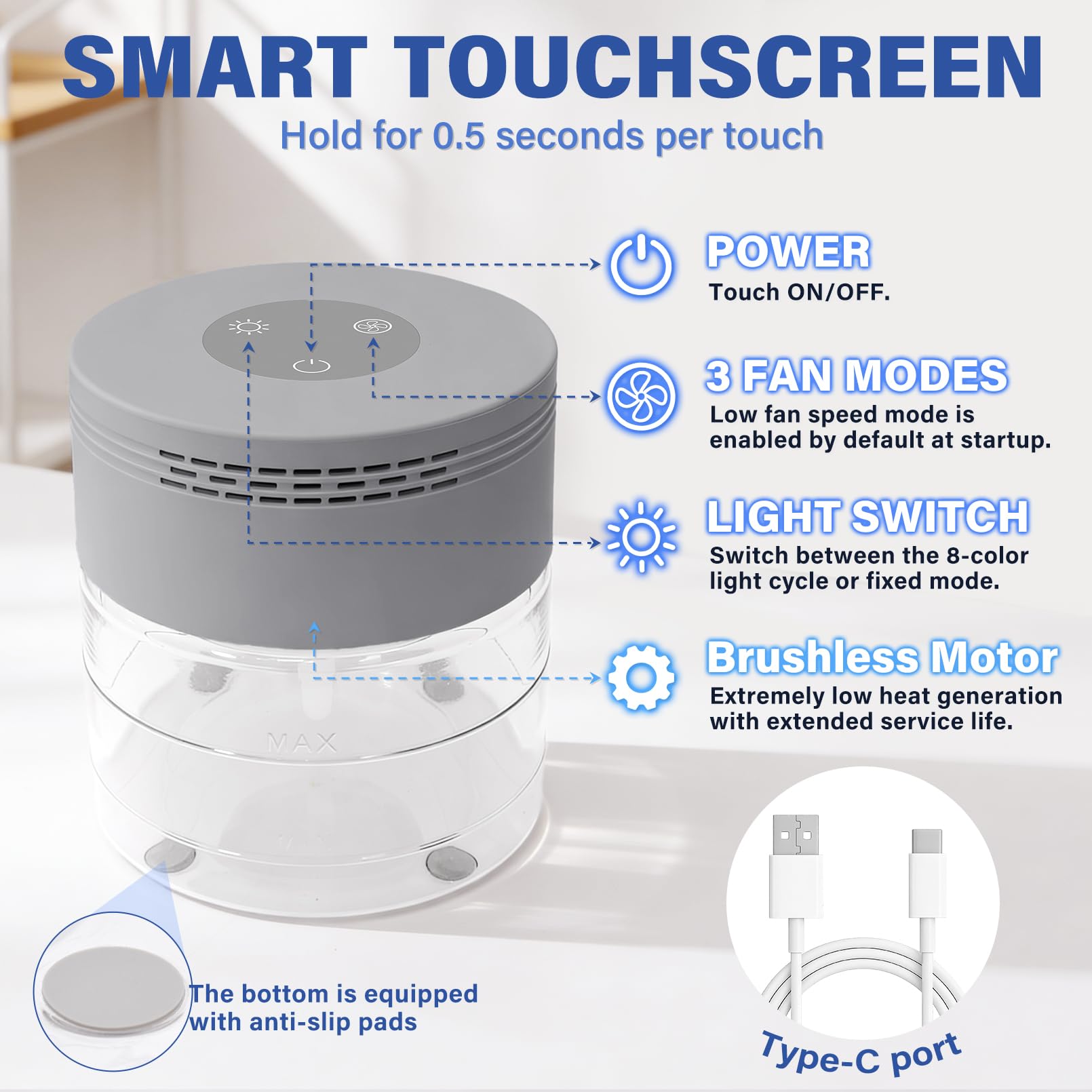 Filtre à eau purificateur d'air avec 3 modes de vitesse et design d'arrêt automatique