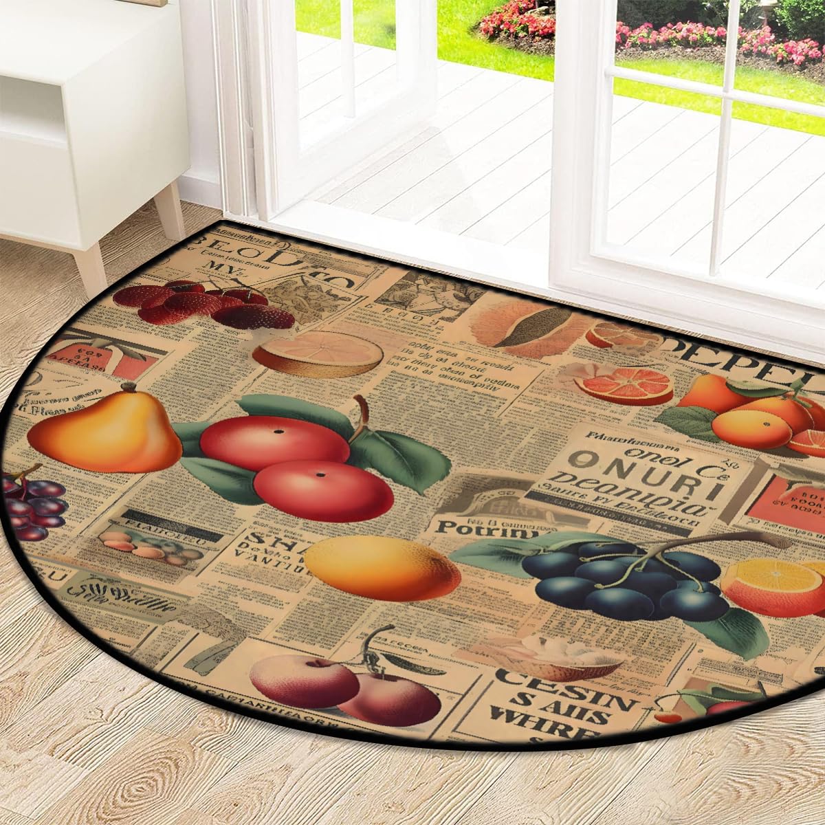 Mexpekil Paillasson demi-lune en forme de journal, pour intérieur et extérieur, antidérapant, lavable, absorbant, anti-saleté, 100 x 160 cm