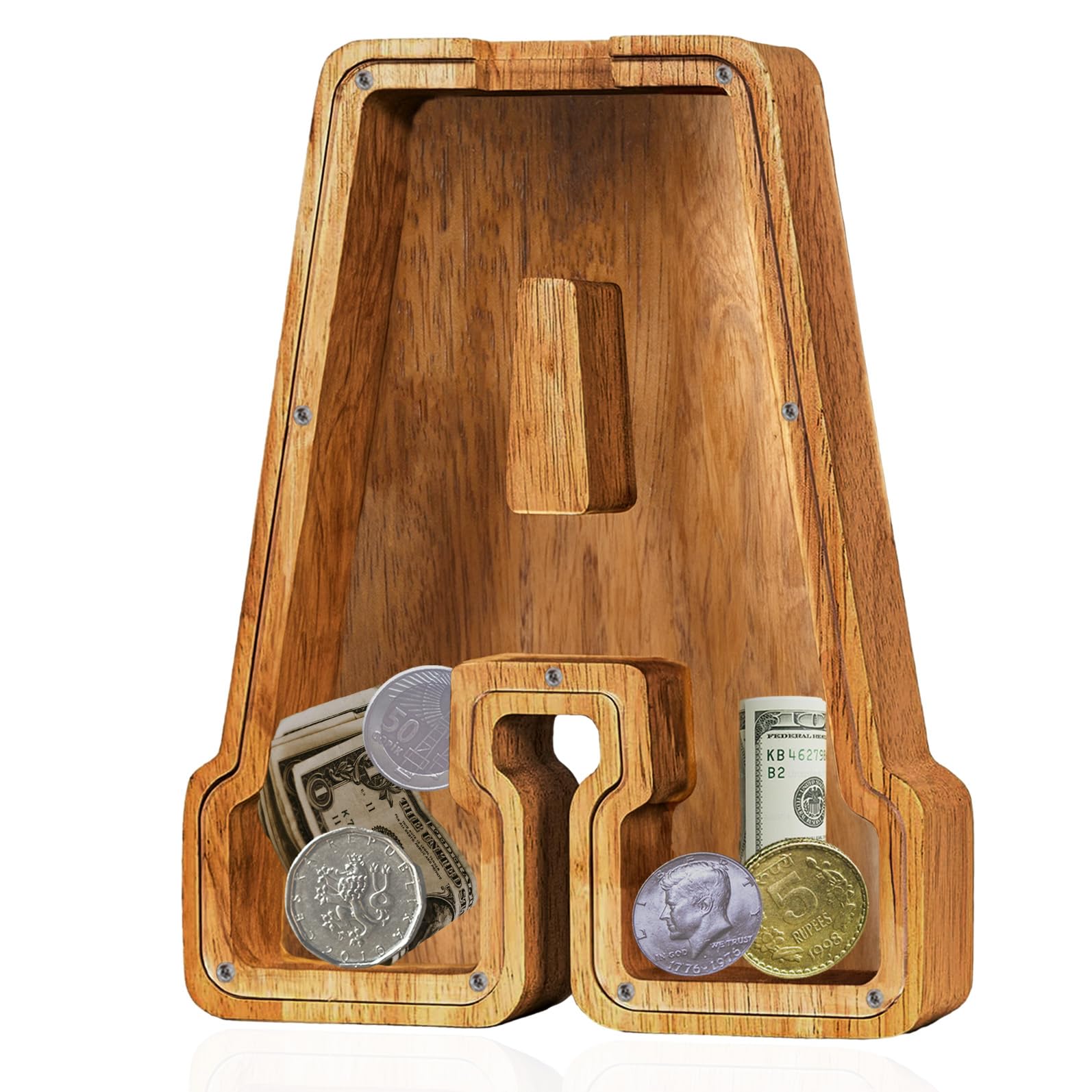 Personalized Large Wooden Kids Letter Piggy Bank - Piggy Bank for Boys-Piggy Bank Girls,Piggy Bank,Piggy Bank for Kids Coin Bank Birthday Gift for Kids,Piggy Banks for Kids Adults Alphabet