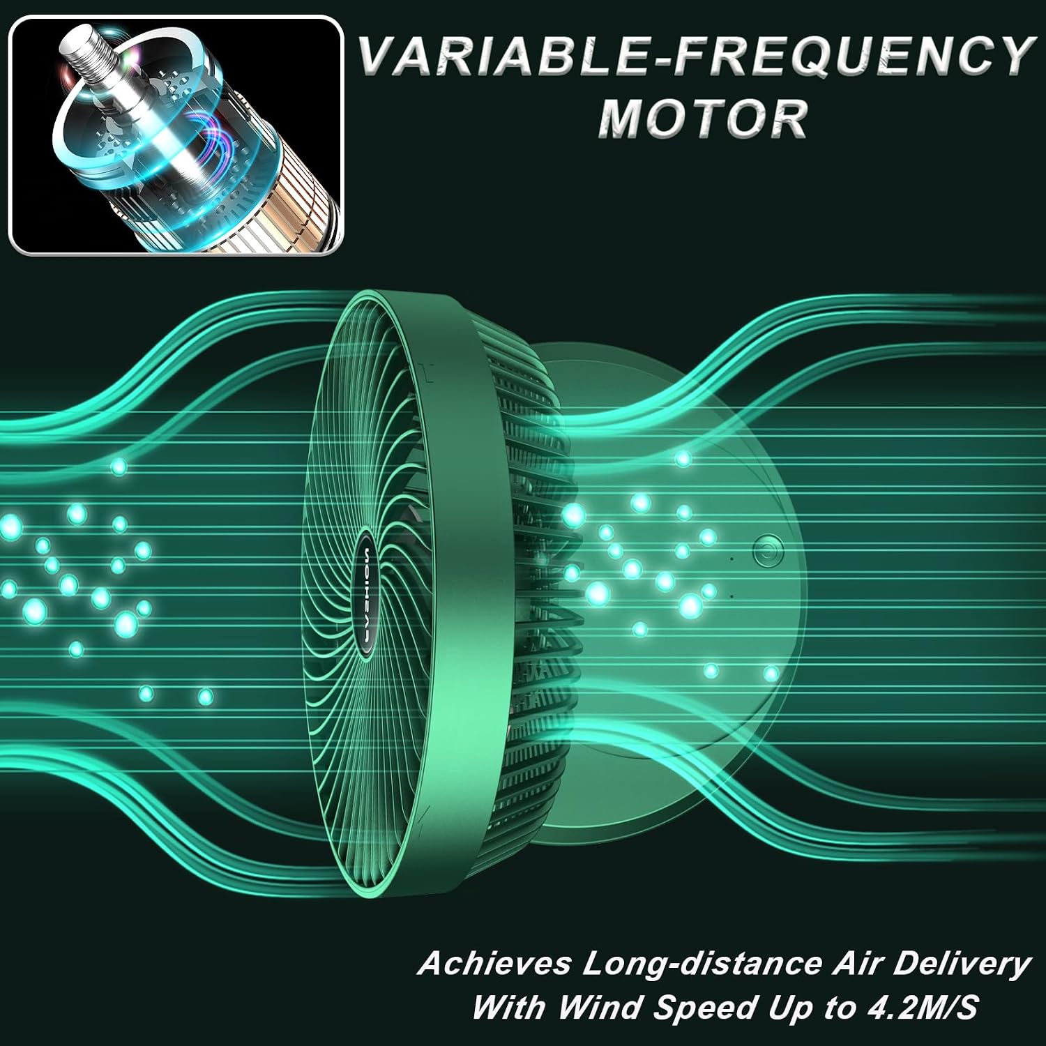 SAYTAY USB Desktop Foldable Wall-mounted 360° Rotating Fan with 3 Speed Adjustable, Hole-free Wall-mounted Quiet Wall-Mountable Bedroom Fan for Sleeping Home Outdoor Camping (Green)