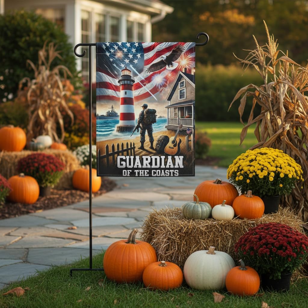 Navy Veteran Coastal Tribute Garden Flag 12x18 In Doublesided Patriotic Outdoor Decor Lighthouse Warship Veterans Day Memorial Day US Military Gift - Image 7