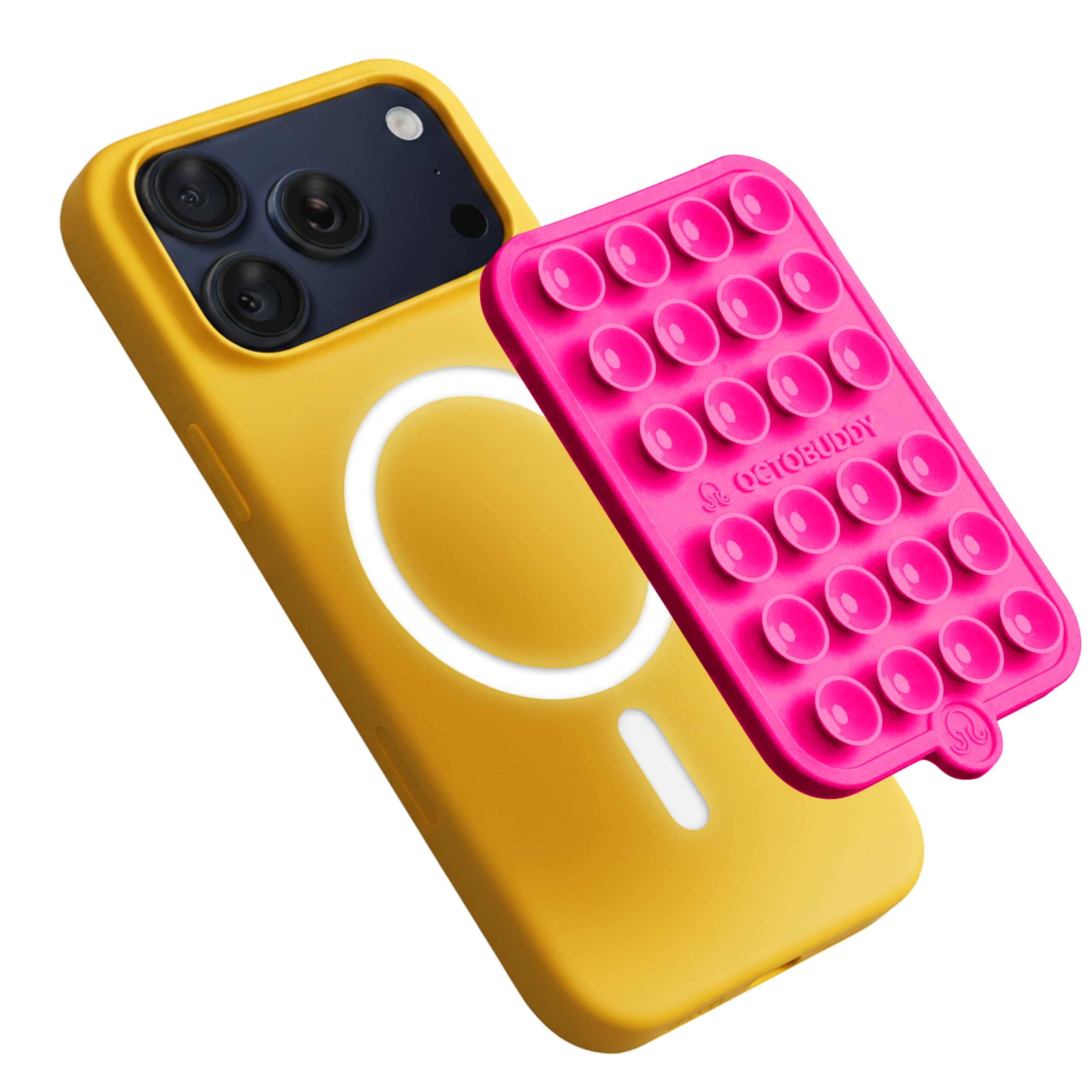 OCTOBUDDY Magnet - Dual Magnetic &amp; Suction Phone Mount - Hot Pink