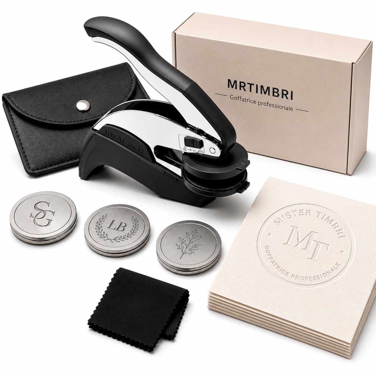 Pressa a Secco Rotonda Diametro 51 mm per Timbro Personalizzabile per Carta, Goffatrice, Inviti, Partecipazioni, Biglietti, Ex Libris