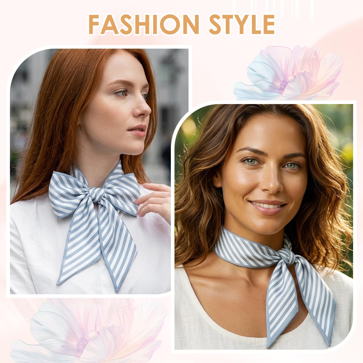 Bufanda estrecha de satén para bolsos, cuello, diadema y accesorios para el cabello — Bufanda de estilo bohemio para mujer