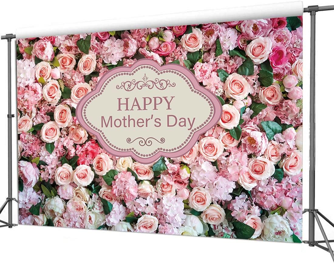 Happy Mother's Day Backdrop 10x8FT Flowers Photography Background for Mother's Day Party Decoration Banner Studio Supplies Photo Props