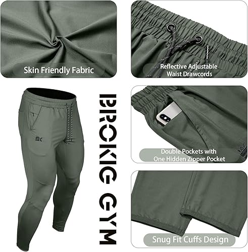 Vista 6 de BROKIG Mens Lightweight Gym Jogger Pants,Men's Workout Sweatpants with Zip Pocket