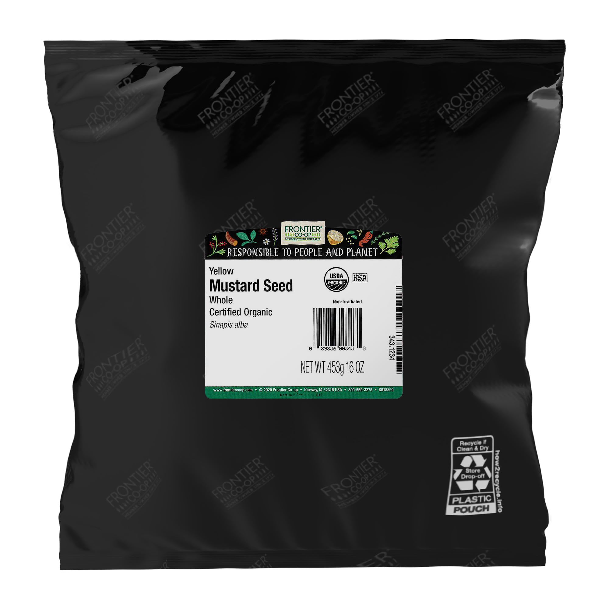 Frontier Co-op Mustard Seed, Yellow Mustard Whole, Certified Organic, 1 pound, 16 ounces