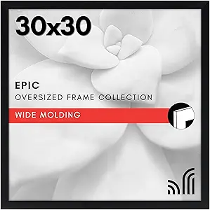 Americanflat 30x30 Picture Frame with Polished Plexiglass - Epic Collection - Square Picture Frame with Engineered Wood - Wide Photo Frames for Wall display - Black
