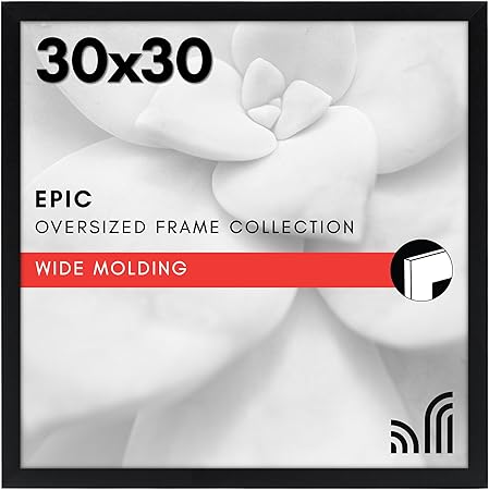 Americanflat 30x30 Picture Frame with Polished Plexiglass - Epic Collection - Square Picture Frame with Engineered Wood - Wide Photo Frames for Wall display - Black