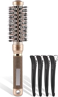ZIBARBER Small Round Brush with Boar Bristle, Thermal Ceramic & Ionic Roller Hair Brush for Blow Drying, Curling&Straighte...