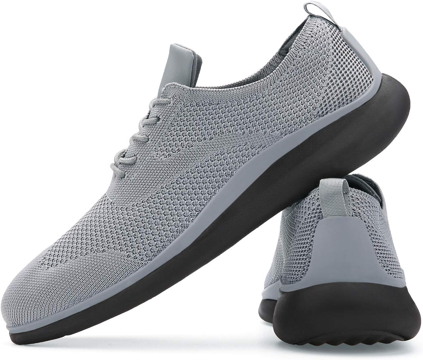 Flagama Men's Wingtip Oxford Dress Casual Knit Shoe,Grey,6.5 M US