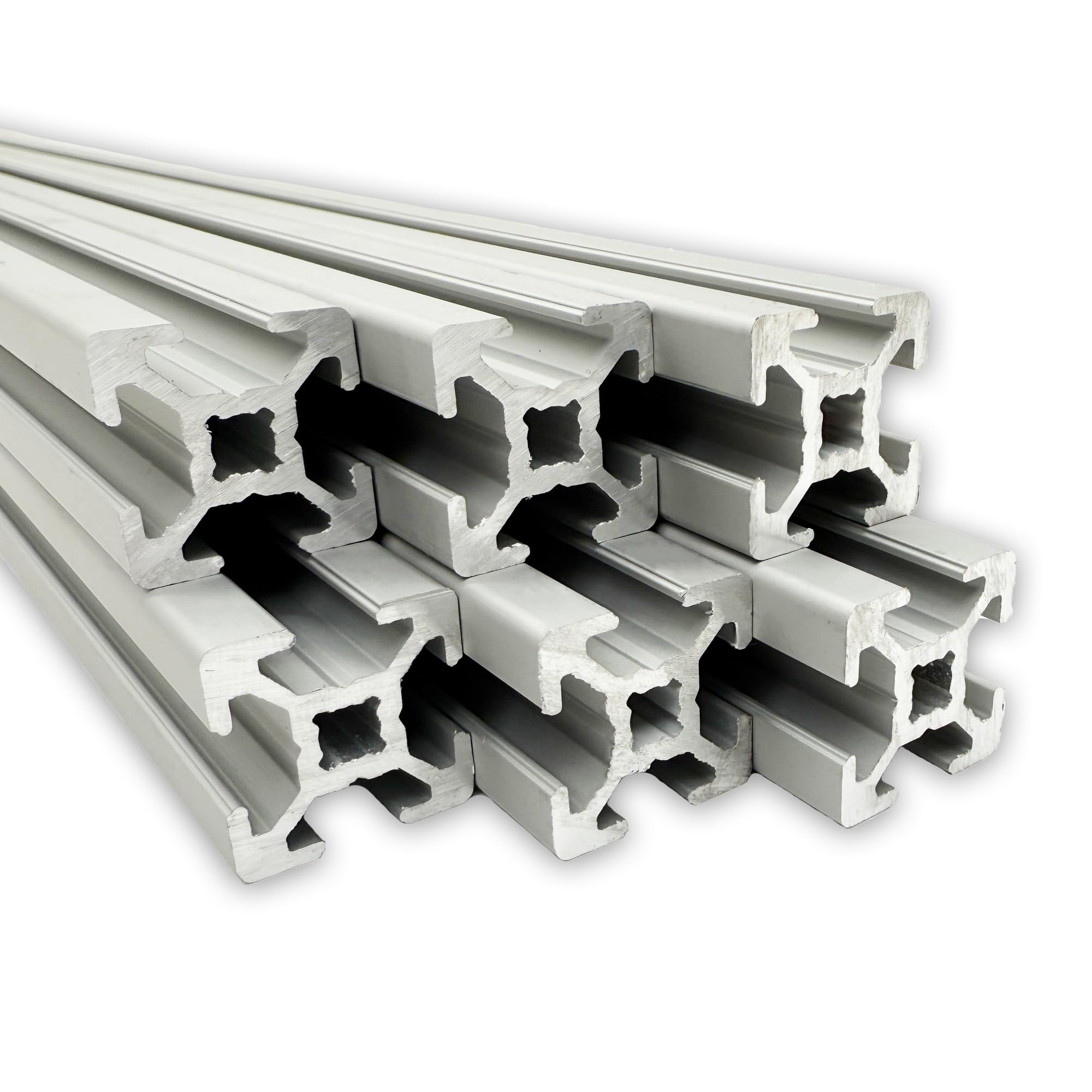 Aluprofil 20x20 mm | Nut 6 | 6 Stück mit 2 Meter = 12 Meter | silber eloxiert E6/EV1 | Aluminium Profil | Nutenprofil | Aluprofil | Alu Profil | Leicht | B-Typ | Montagesystem