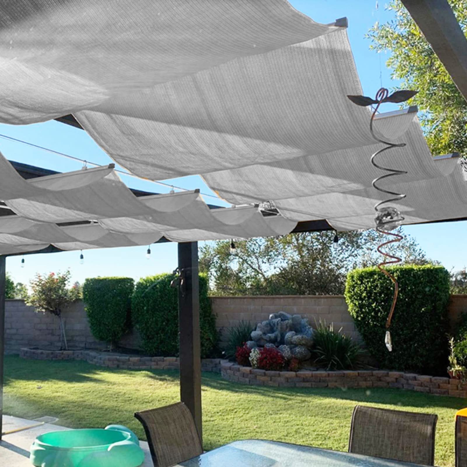 Ausziehbare Pergola-Abdeckung fr den Auenbereich, mit UV-bestndigem  Sonnenschutz, individuelle Gre, graue Markise fr Terrasse, Hinterhof  (0,9 x 2 m): Amazon.de: Garten