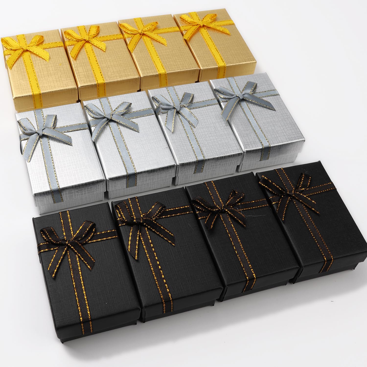 Pannger 12 Pack Small Jewelry Gift Boxes Set Empty Gift Boxes for Rings, Necklaces Jewelry Anniversaries, Weddings,Birthdays-sliver black gold