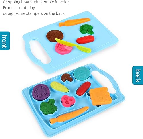 Miniatura 3 de Kids Play Food Kitchen Set, 40 Pieces Cooking Utensils, Molds and Accessories, 5 Cans Color Dough,Ages 3+, Multicolor