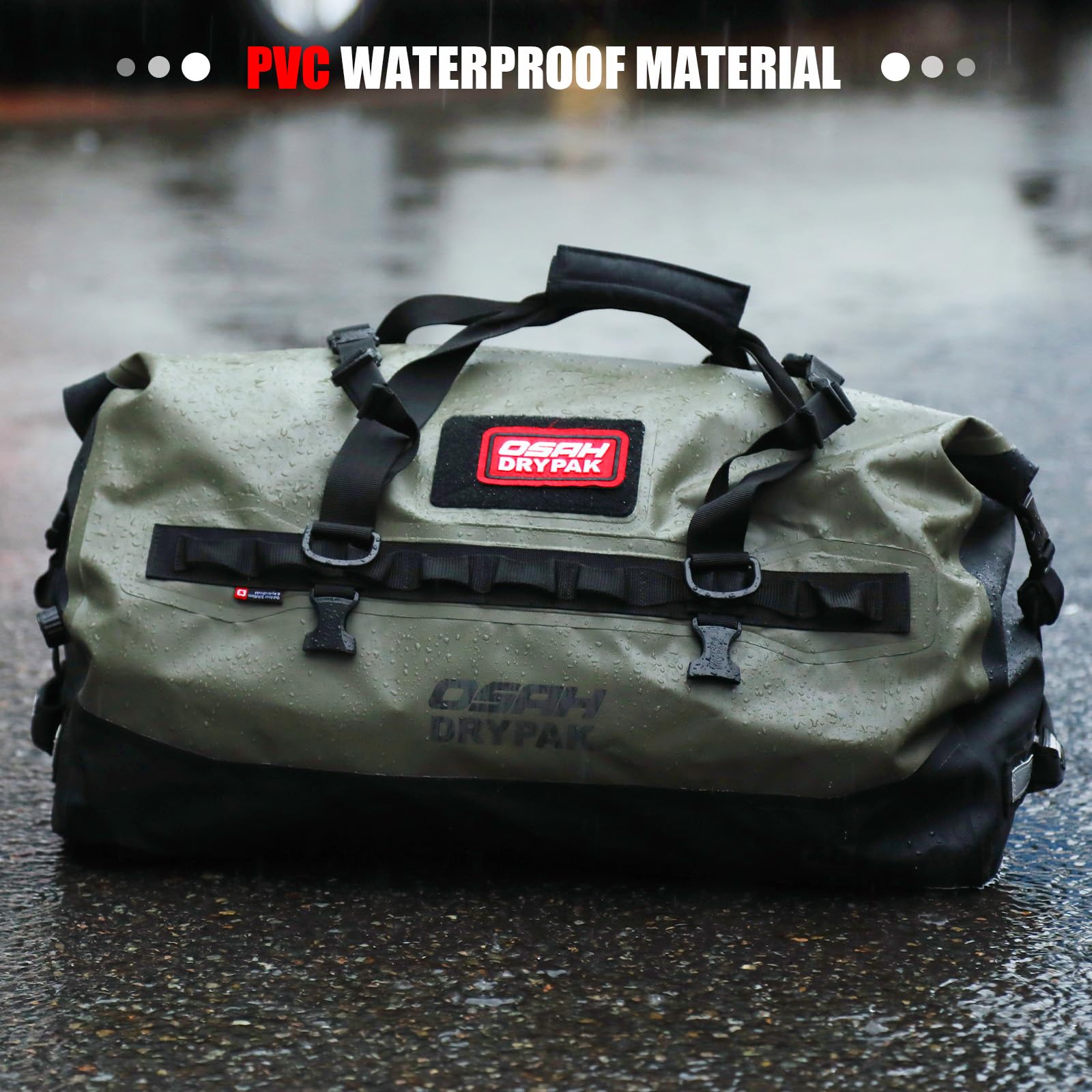 Sac de Voyage imperméable - Sac étanche Moto 25L avec Poche extérieure en Filet, pour Camping, Kayak, pêche & Voyages - Brun Boue