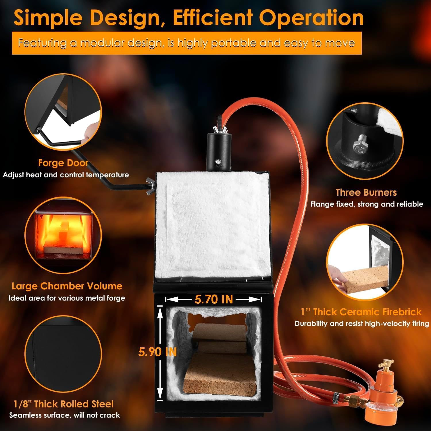 Snapklik.com : Propane Gas Forge Triple Burner, 2700 Blacksmithing ...