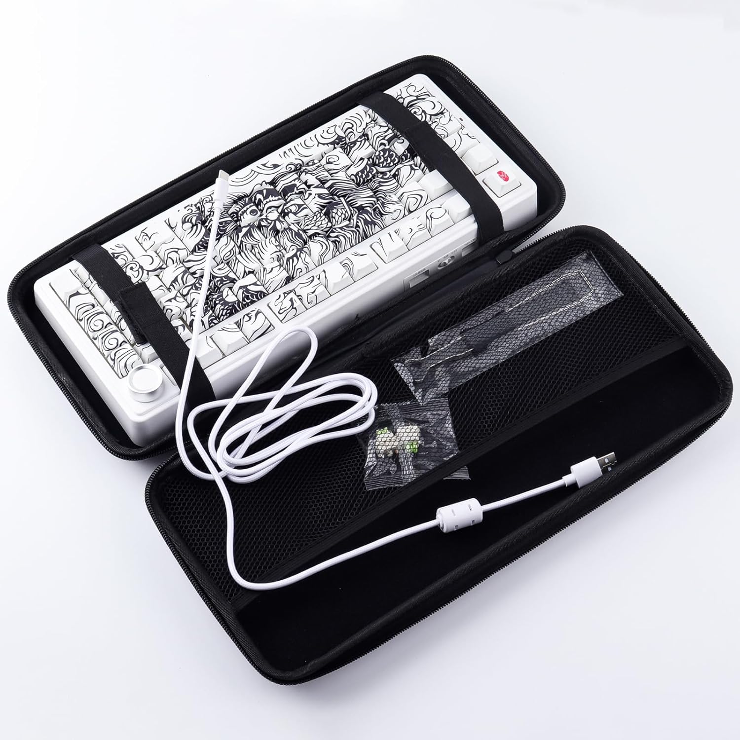 Hyekit 75% Keyboard Case, Hard Shell Travel Carrying Bag for 84 Key Magnetic Mechanical Gaming Keyboard, Compatible with Aula F75, Womier S-K80, Keychron K2, Redragon K673, RK R65 (Extra Space) - Image 6