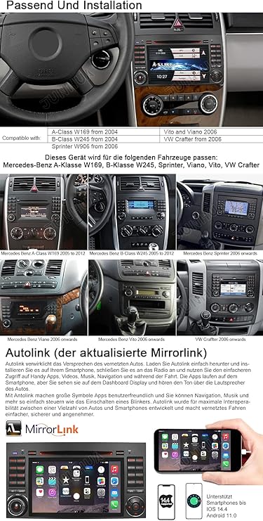 A Sure Autoradio Fur Mercedes Benz A B Klasse Vito Viano W169 W245 Bib Dvd Gps Navigation Bluetooth Freisprecheinrichtung 7 Usb Micro Sd Aux Dvd Cd Dab Mirrorlink Vmcd Ztbabq Amazon De Elektronik Foto