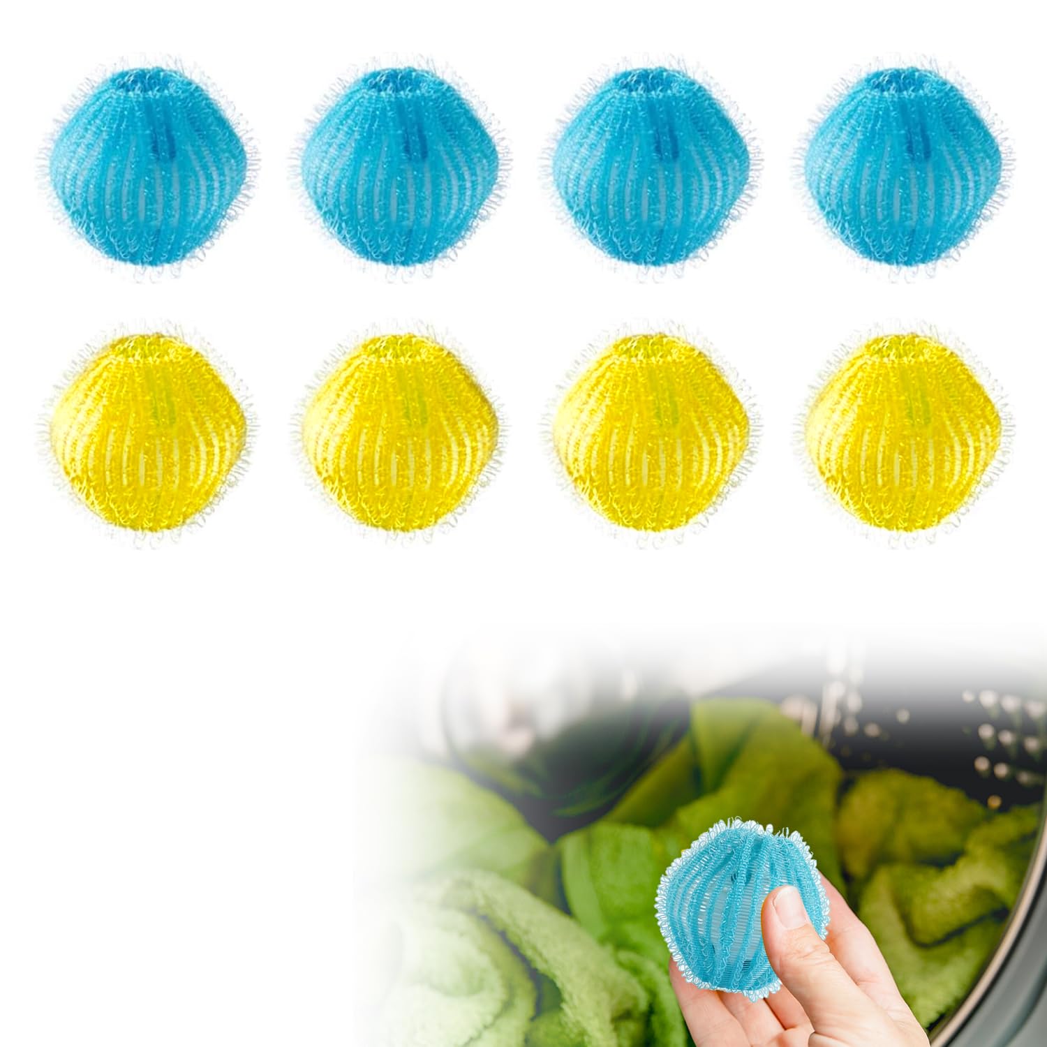 Laundry Balls 8pcs Pet Hair Remover for Laundry Washing Machine Hair Catcher Reusable Pet Hair Catcher for Clothes Dog Cat Hair Removal