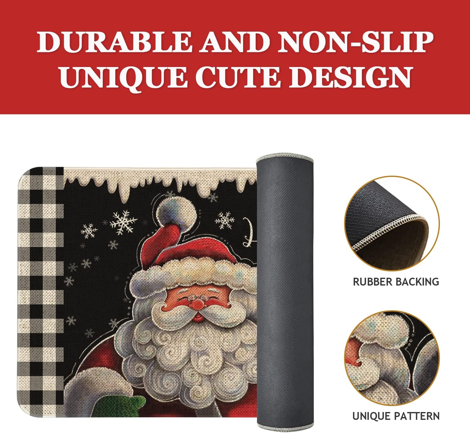 Roszwtit Merry Christmas Door Mat 30 X 17 Inch Santa Claus Ho Ho Ho Doormat Indoor Outdoor Entrance Floor Rug Non Slip Winter Christmas Decor Rubber Welcome Mats