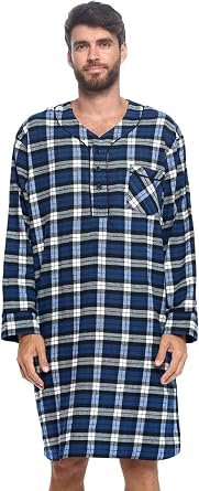 Ashford & Brooks Mens Flannel Long Sleeve Sleep Nightshirt