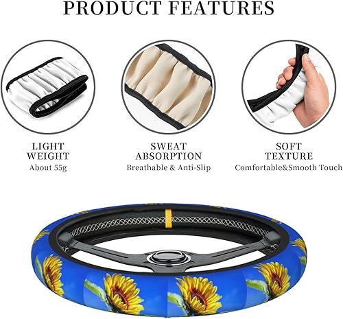 Miniatura 6 de Fundas personalizadas para volante de automóvil, fundas personalizadas para volante de automóvil con imagen de texto, accesorios antideslizantes