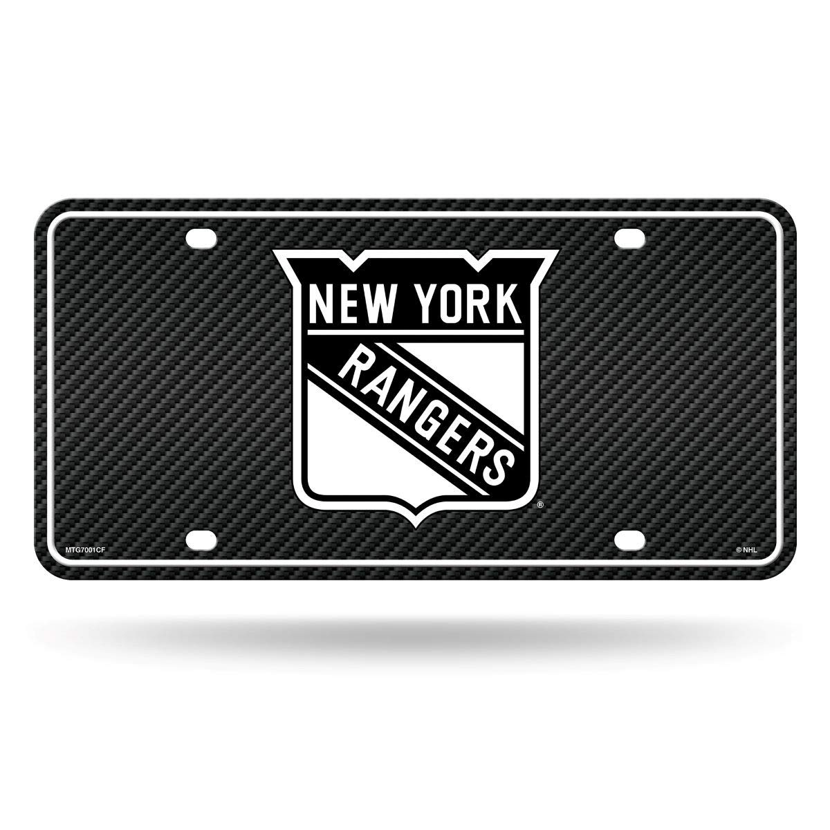 Rico Industries NHL New York Rangers Carbon Fiber Metal Auto Tag - auto accessories | Mubboo