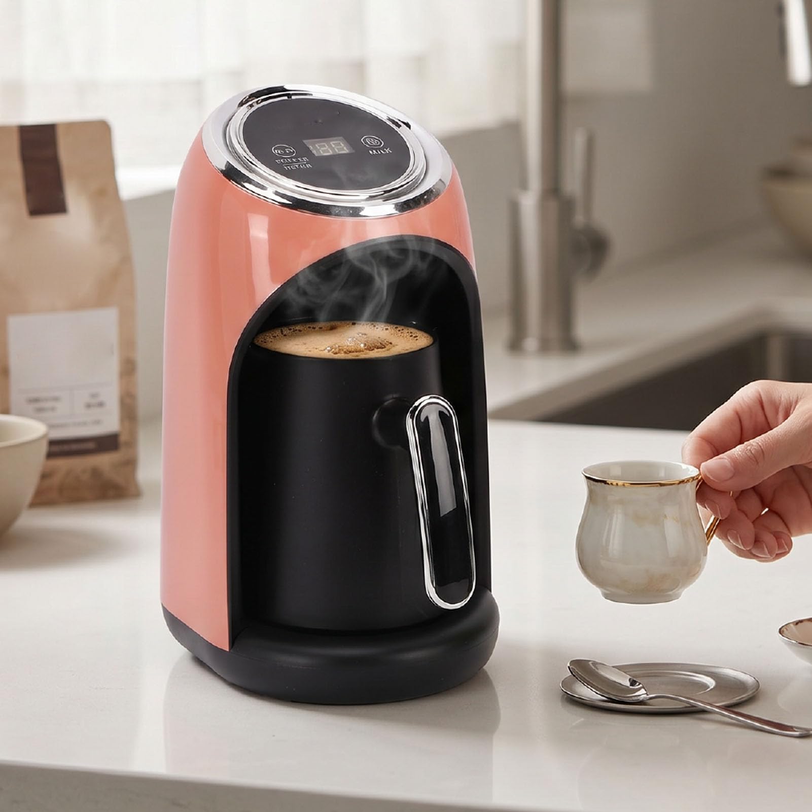 Luocute Caffettiera Turca da 600 Ml con Riscaldamento Rapido da 600 W