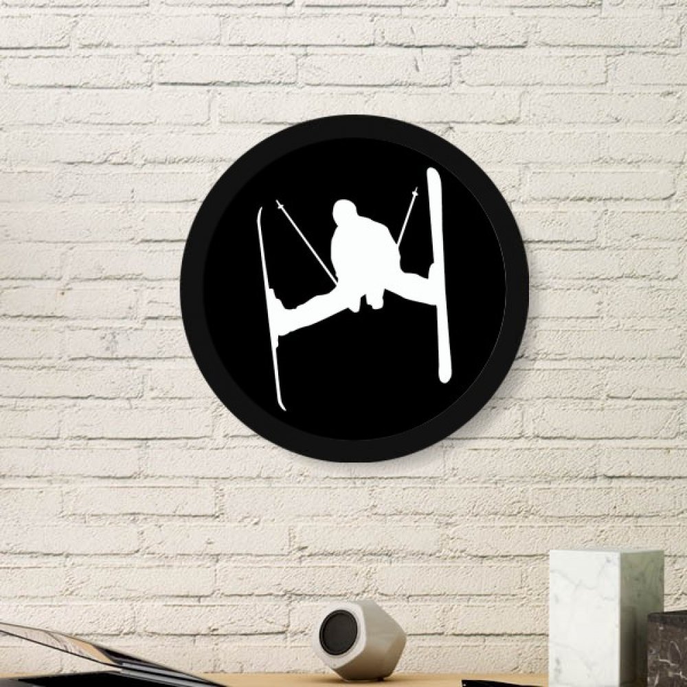 Ski Silhouette Ronde Image Peintures pour Murs sans Percer