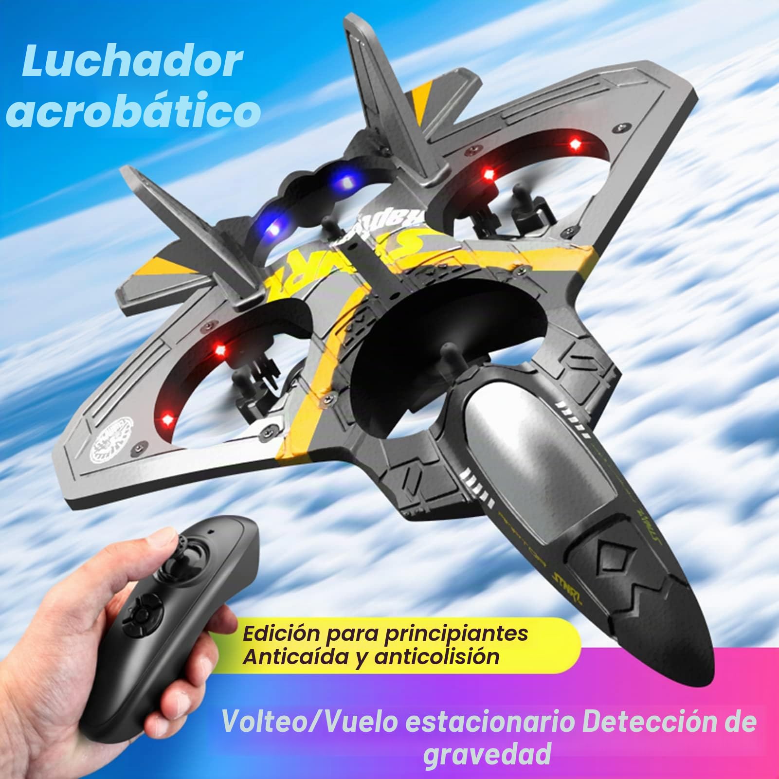 RC Avión Juguetes Listo para Volar 2.4GHz 6CH EPP Drone Control Remoto Helicóptero Juguete 4 Motores Helicópteros RC para Niños Adultos con Función de Detección de Gravedad