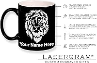 Vista 6 de LaserGram Taza de café redonda de cerámica de 11 oz, dragón, grabado personalizado incluido (negro)
