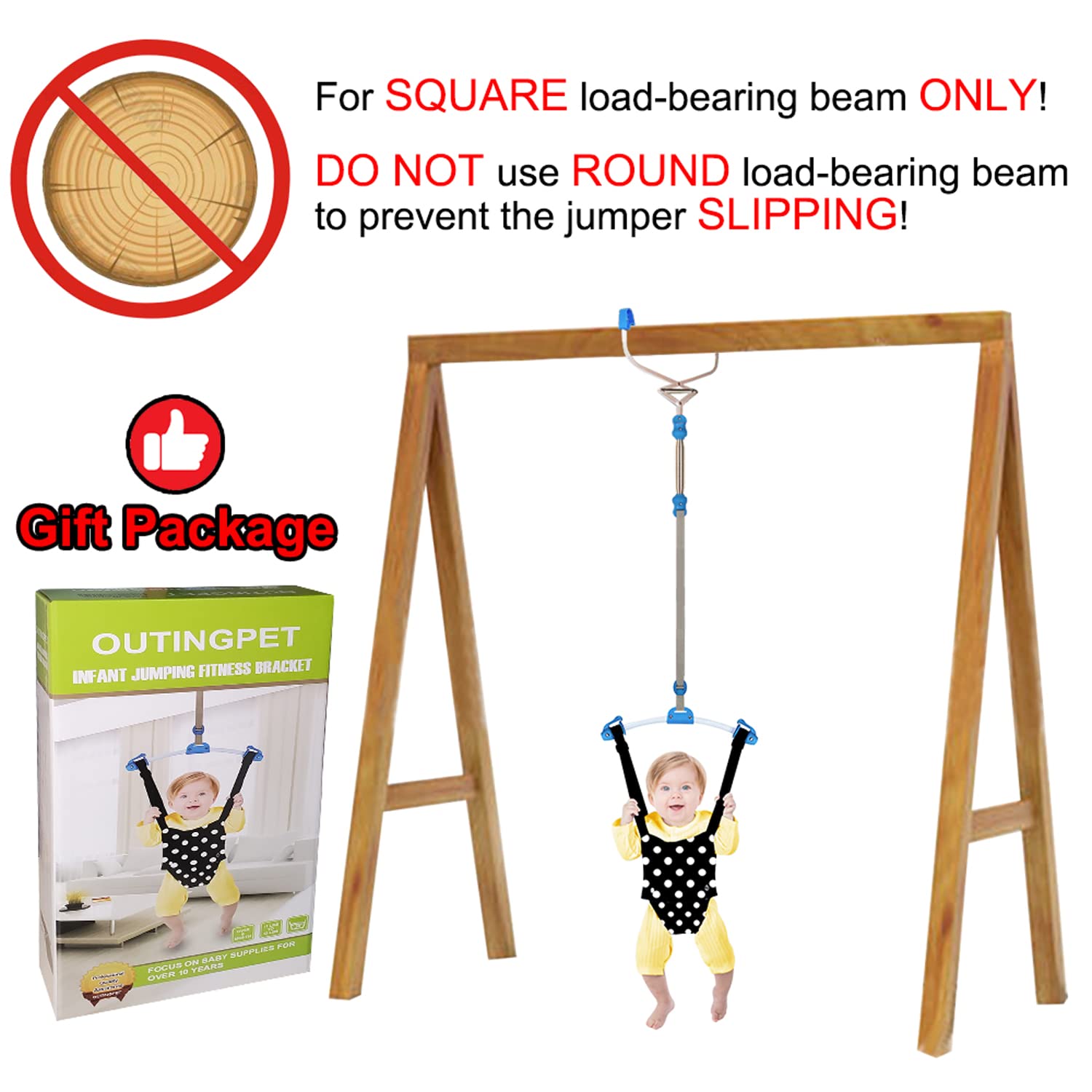 OUTINGPET Door Jumper Swing Bumper Jumper Exerciser Set with Door Clamp Adjustable Strap for Toddler Infant 6-24 Months