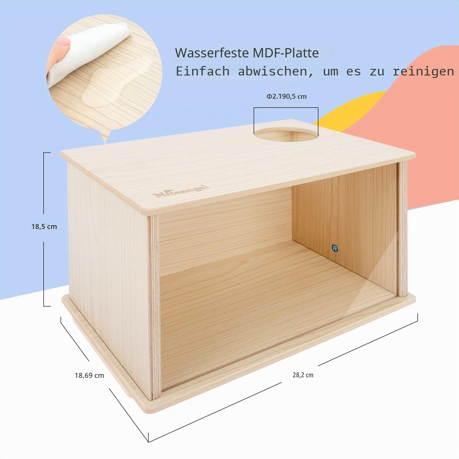 Niteangel Sichtbare Hamster Grabbox für syrische, Zwerghamster, Roborowski, Campbell-Hamster, Gerbils, Mäuse, Lemminge, Degus oder andere kleinere Haustiere (Eichenholzfarben)