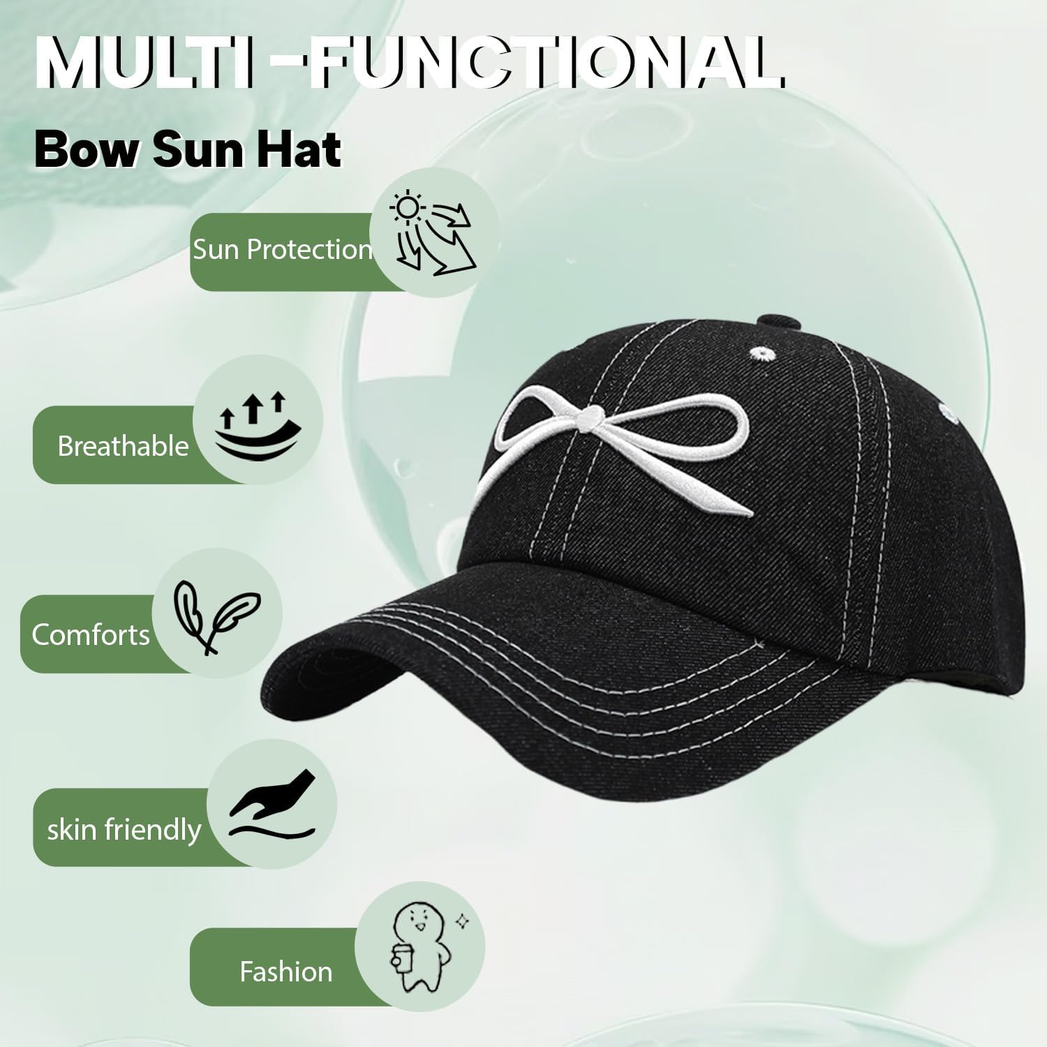 Bow Hat Y2k Baseball Cap Trucker Hats Women Coquette Aesthetic Preppy Sun Hat Cute Baseball Caps for Women - Image 5